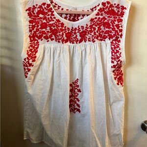 Spirit Dress - Red Floral Embroidered Blouse/Top